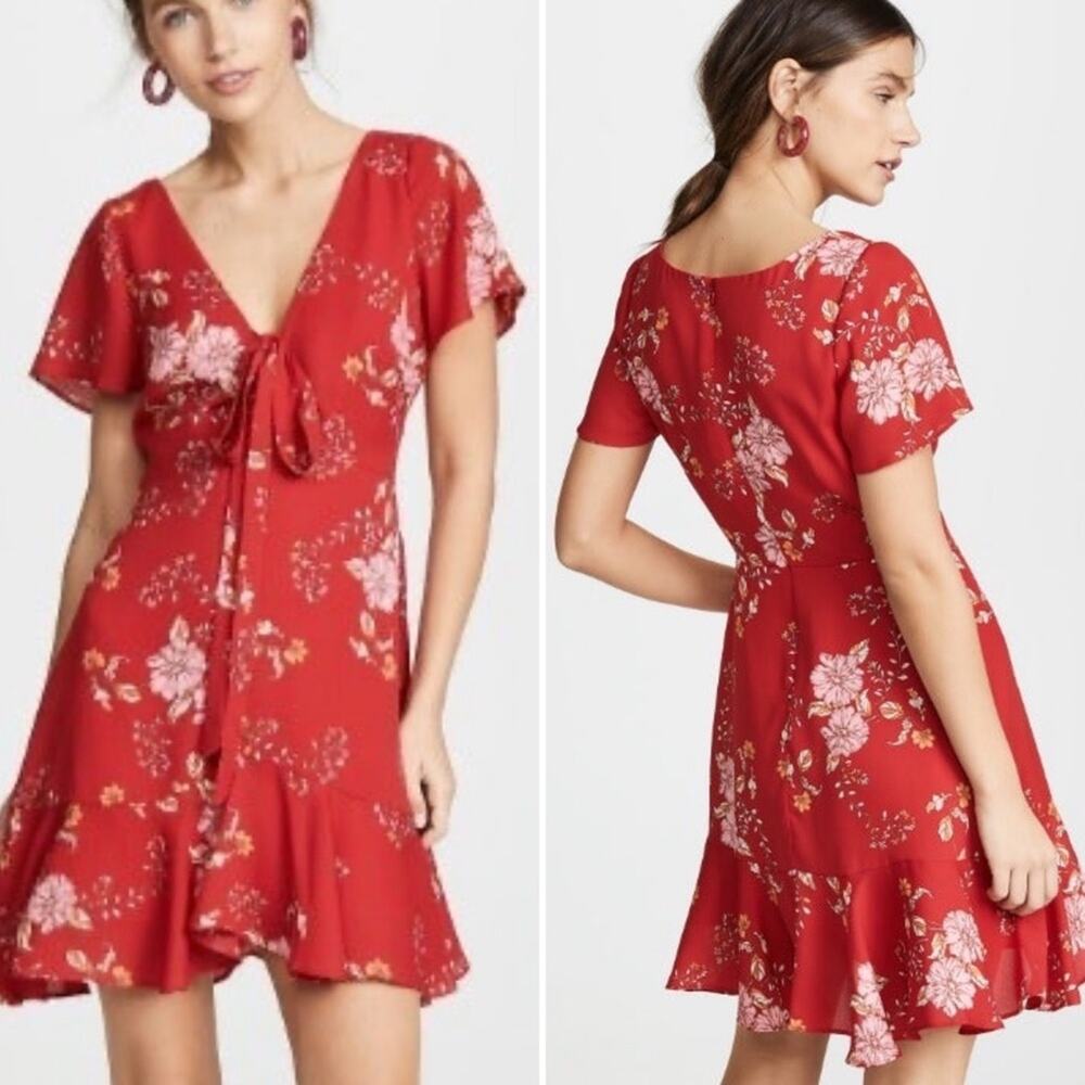 BB Dakota Scooter Floral Red Dress